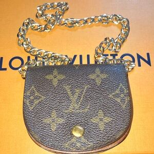 Louis Vuitton Brown and Gold Chain Wallet